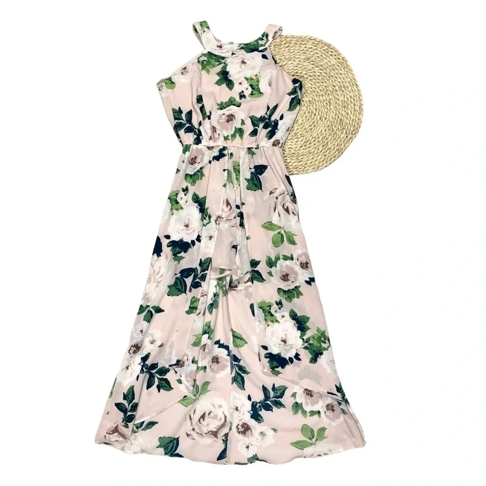 Francesca’s Trixxi Blush Floral Maxi Romper Size Small - Picture 3 of 15